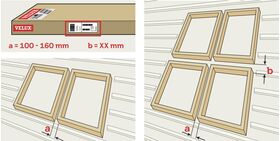 Raccordement VELUX EKW | 2 fenêtres côte à côte | Pour matériaux de toiture profilés jusqu'à 120 mm | A=10-16cm