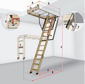 FAKRO Escalier escamotable LTK Energy, avec une echelle en bois, super thermo-isolant