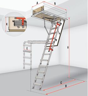 FAKRO Escalier escamotable LML Lux, avec une echelle en metallique, mécanisme d’allègement